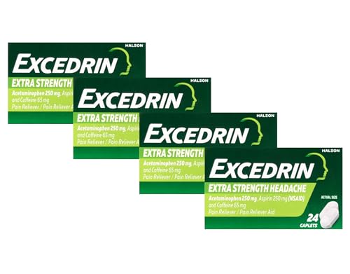 Excedrin Extra Strength, Acetaminophen, Aspirin (NSAID) and Caffeine, 24 ct (Pack of 4)