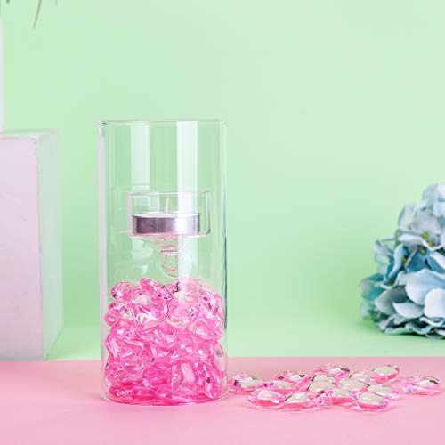 AiFanS Heart Vase Fillers,Heart Table Scatter,Heart Marble for Vases,Acrylic Herat Gems for Valentine's Day,Pink,225PCS