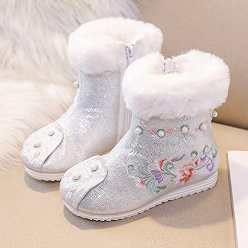 Girls Shoes Warm Cotton Boots Embroidered Boots National Boots Princess Cotton Boots Big Girl Dress Shoes2