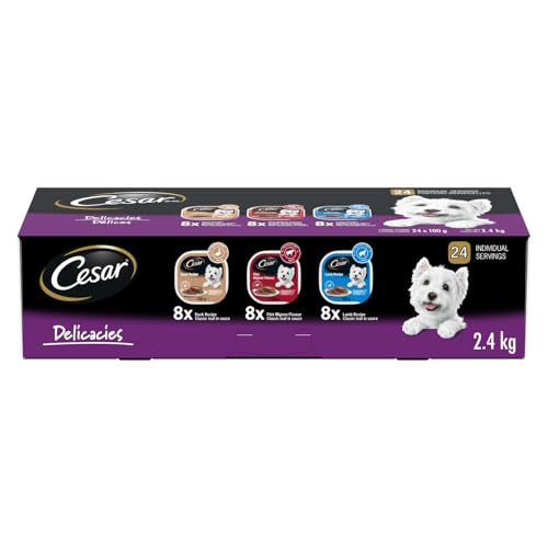 CESAR Classic Loaf in Sauce Adult Wet Dog Food Delicacies Variety Pack, 24x100g Trays image 1