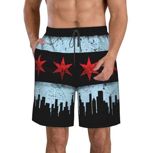 Cute Panda Men'S Swim Shorts Beach Trunks Quick Dry Hawaiian Swimming Shorts with Pockets