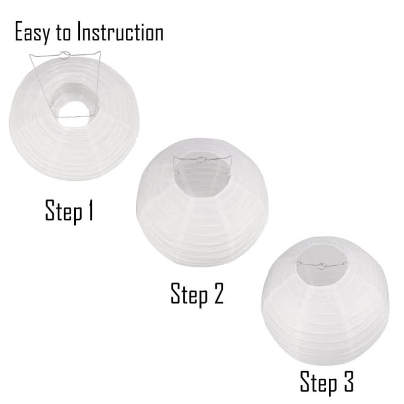 Papierlaternen-Dekoration, handgefertigter Lampenschirm aus Papier, 30 Stück, 10,2–30,5 cm, weiß, hellrosa, Rosen-Papierlaterne, runde Laterne, Papier-Lampion, Hochzeit, Outdoor, Hängedekoration, Papi
