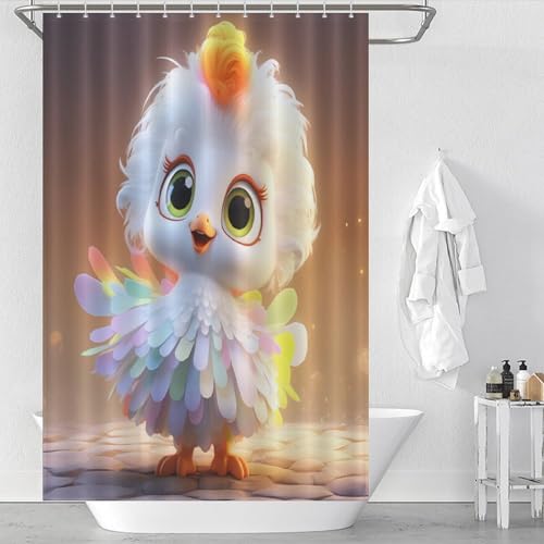 Rideau douche poulet mignon tissu polyester imperméable lavable bain 122x183cm