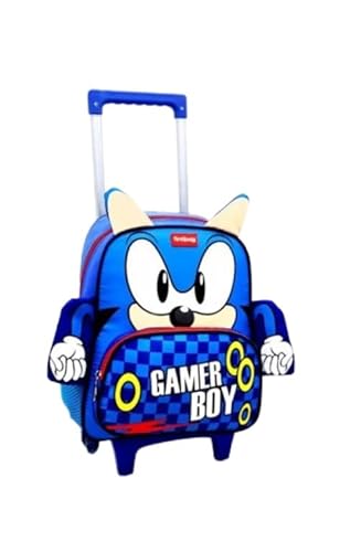 Mochila Rodinha Baby Escolar Menino Menina Varios Personagens (Sonic)