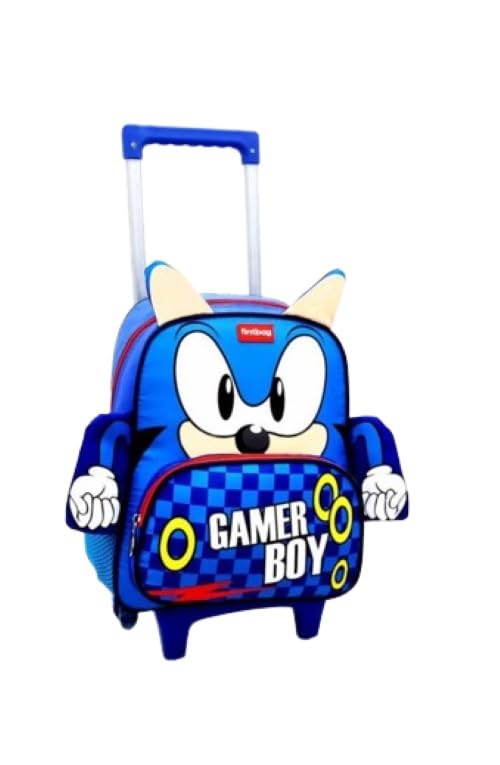 Mochila Rodinha Baby Escolar Menino Menina Varios Personagens (Sonic)