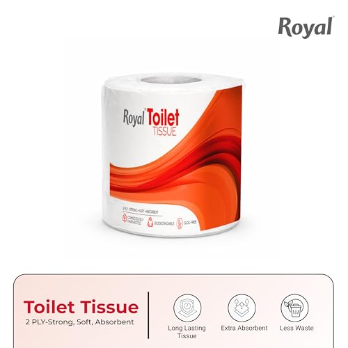Image of Royal Toilet Tissue Paper Roll | 1200 Pulls (300 x 4 Rolls) | Tissue Paper Roll, Toilet Paper Roll 2-Ply Soft & Strong Bathroom Tissue | Highly Absorbent & Hygienic Toilet Paper