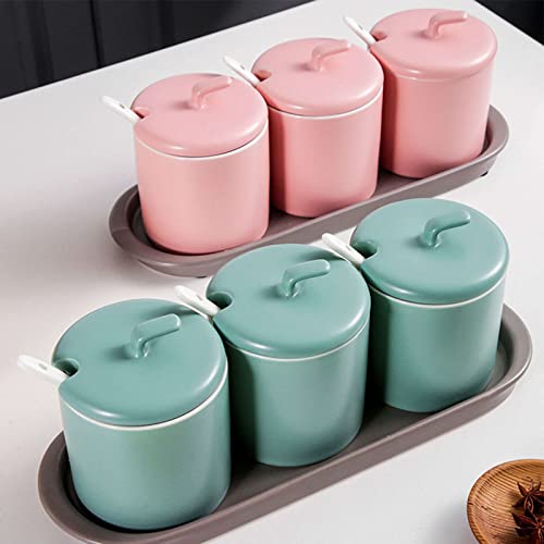 Haushaltszuckerdose mit Löffel, einfarbiger Zuckerbehälter, feuchtigkeits- und staubdichte Gewürzdosen aus Porzellan, Zuckertopf mit praktischem Deckel-Rosa-250-ml-Töpfe (Color : White1, Size : 250m 7 Haushaltszuckerdose mit Löffel, einfarbiger Zuckerbehälter, feuchtigkeits- und staubdichte Gewürzdosen aus Porzellan, Zuckertopf mit praktischem Deckel-Rosa-250-ml-Töpfe (Color : White1, Size : 250m