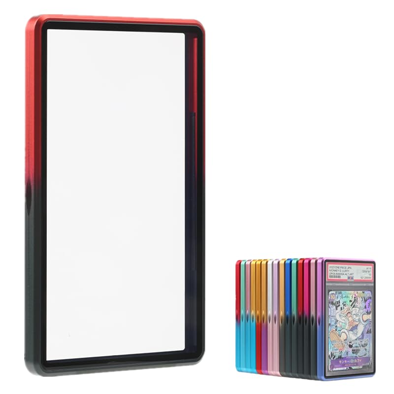 Gradient Color Premium Graded Magnetic Trading Card Protector for 35pt PSA & CGC,One Touch Card Holder UV Protection,Slab Bumper Guard,Scratch Resistant Aluminum Frame Card Storage (Red+Black)