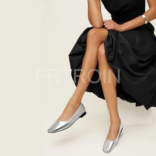 FRTROIN Square Toe Ballet Flats Dress Shoes for Women Comfortable Business Casual Work Shoes2