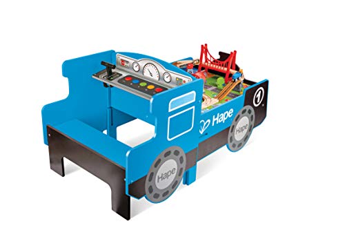 Hape E8646 Wooden Blue Foldable Ride-On Train Table thumb #1