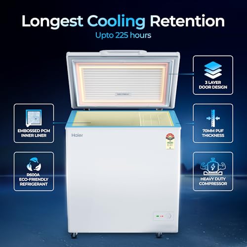 Image of Haier HFC-300SPW5, 5 Star (2026 Star Rating) Single Door Convertible Deep Freezer, Heavy Duty Compressor with inside metal Liner, Compact Design with Removable Gasket (White 247L)
