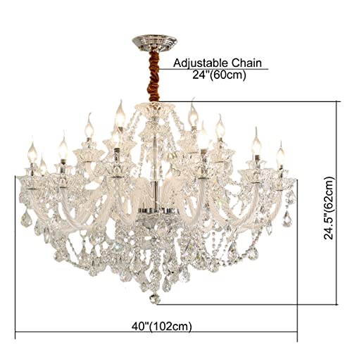 Durahonn Luxury K9 Crystal Chandelier,18 Light,Contemporary Clear Crystal Ceiling Chandelier Lighting ，Luxurious Crystal Pendant Light Lamp Fixture E12 Base For Dinning Living Room (18 Lights) #TOP2