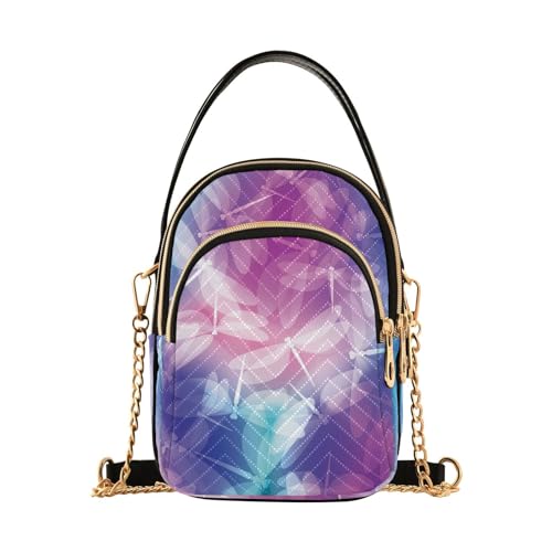 ALAZA Chain Crossbody Bags for Women Magic Dragonflies Print Quilted Shoulder Crossbody Handbags Travel Cross Body Cell Phone Purses Bags