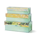 Soul & Lane Decorative Storage Boxes with Lids, Set of 3 Cardboard Boxes for Home Décor and Documents, Memory Organizers for Keepsakes with Magnetic Closure, Photo Storage, Pastoral Tranquility