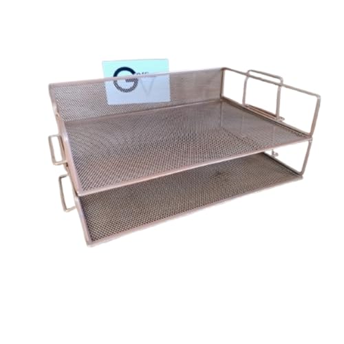 Caixa de Correspondência Organizador de Mesa Bandeja Metal Empilhável Rose Gold