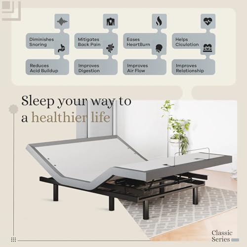 Image of Sven & Son Classic Adjustable Bed Base, Head and Foot Lift, Massage, Under-Bed Lights, USB, Memory, Zero Gravity Smart Frame - Full