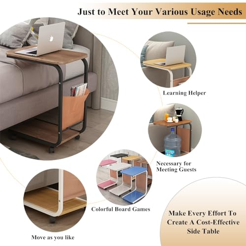 Petit design carré de table de chevet mobile avec frein de sécurité intégré