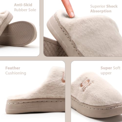 Image of Unisex Winter Flip Flop Slipper for Men and Women Soft Faux Fur Slip On Indoor Home Slides Slipper for Bedroom Sandals