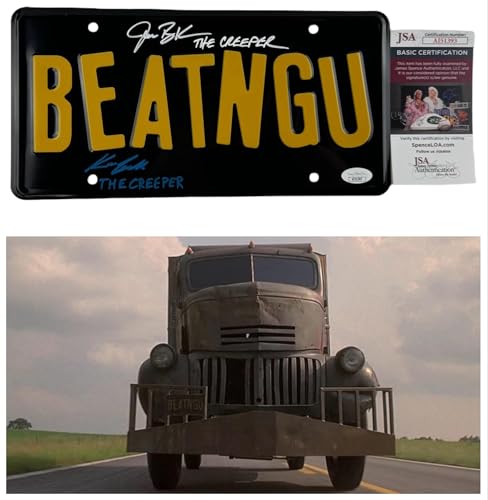 Jonathan Breck and Kevin Ball signed License Plate Jeepers Creepers Beatngu Autograph JSA Authentication