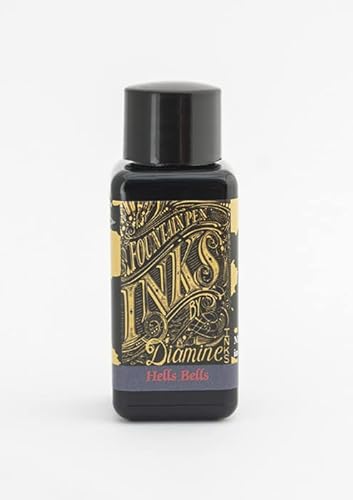 Diamine Hells Bells Ink Glass 30ml Blue,Red Dye Bottle