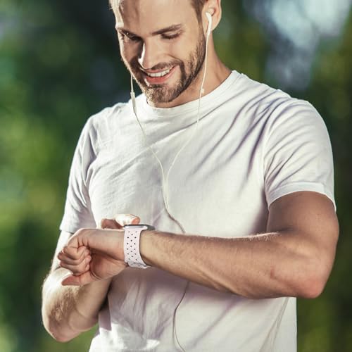 Image of Silicone Braided Weave Bands Compatible with Apple Watch 38mm 40mm 41mm 42mm 44mm 46mm 45mm 49mm, Replacement Sport Breathable Strap for iWatch Series 11 /10 /9 /8 /7 /6 /5 /4 /3 /2 /1 Ultra SE Women Men, Light Blush