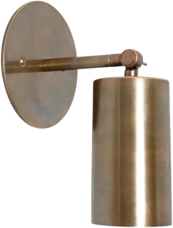 Handcrafted Brass Mid Century Modern Spotlight Fixture, Adjustable Cylinder Directional Light for Kitchen, Living Room, Gallery, Bedroom – Handmade Solid Brass Focus Lamp 1 Piece (Matt Black)