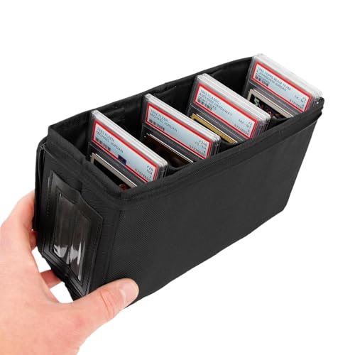 Genérico Graded Card Case, Foldable Card Deck Holder, 3 Internal Dividers for 30 Sports Trading Cards, Light Duty Storage Box, Protective Organizer for Graded Collection