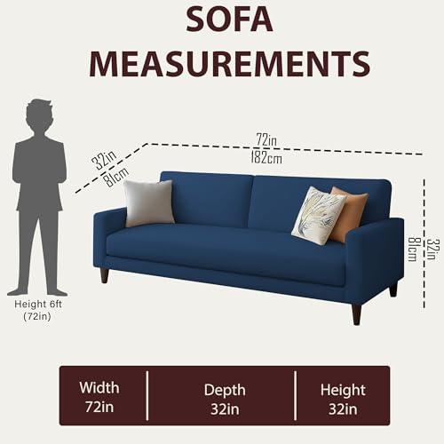 Image of Kathleen 3 Seater Sofa Set for Living Room - Foldable Convertible Couch Furniture for Home, Office or Guest Use, Modern Designer Stylish Comfortable (Blue)