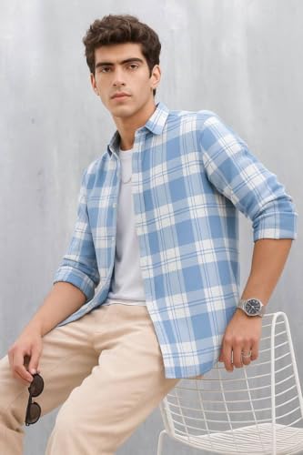 Image of S-LINE Men Full Sleeve Check Cotton Shirt /Shirt for Men