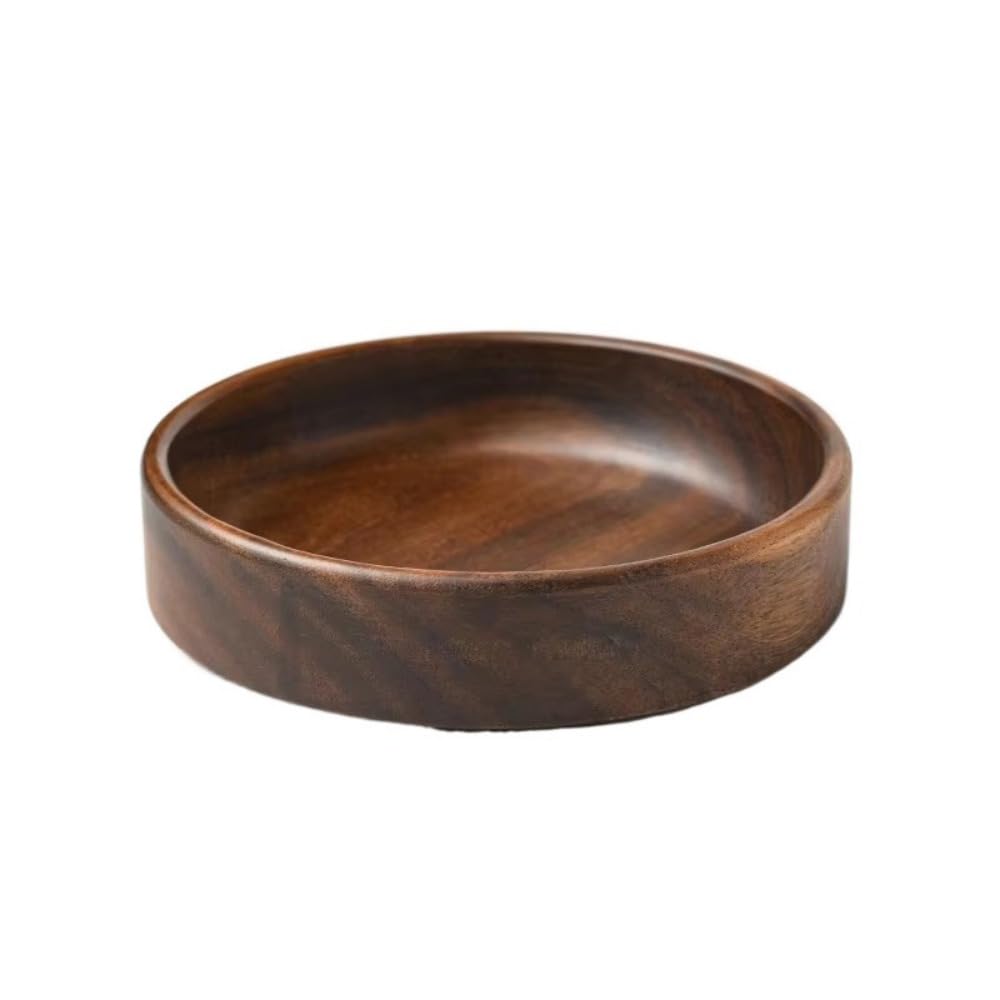 Acacia Wood Serving Bowl, Wooden Salad Serving Bowls, Food Serving Dishes, for Food, Fruits, Salad(16x16x4.5cm)