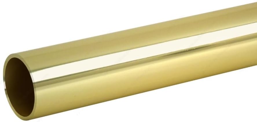 8 Feet Long Round Wardrobe Closet Gauge 14 Tubing Rod Application Clothes Hanging - 96 Inch Length (Polished Brass)
