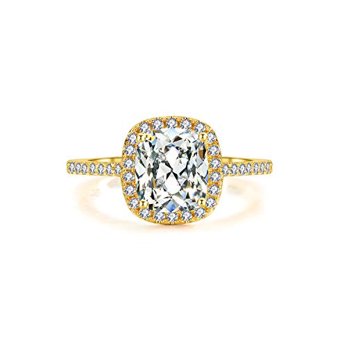 2.25 Ct Cushion Cut Anniversary Ring Cubic Zirconia Accented Halo Engagement Ring