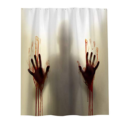 Shan-S Blood Bath Shower Curtain,Halloween 3D Digital Printing Blood Hand Waterproof Mildew Shower
