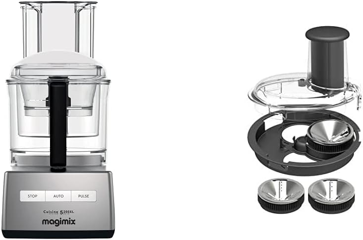 Magimix 5200XL Food Processor | 3.7L BPA-Free Bowl | Quiet & Powerful Motor | Multifunctional 7 in 1 Solution | Satin | 18591 and Spiral Expert 17501, Black, Stainless Steel