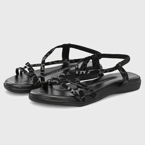 Image of Centrino Women's Sandals | Trendy Stylish Slip-On Open Toe Sandals for Ladies | Animal Print Cross Strap Comfortable Casual Flip-Flop Sandals | Lightweight and Durable Fashion Footwear(9328)