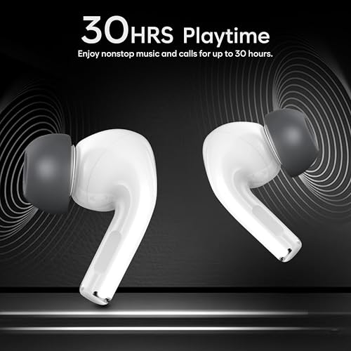 Image of TP TROOPS Advanced 10MM Audio Drivers Wireless Earbuds, 30 Hours Playtime, Sleek & Light Design, All-Day Comfort, White & Grey