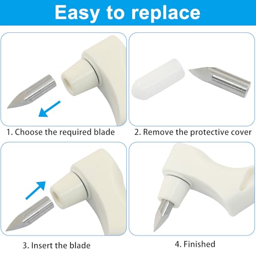 Moicstiy Craft Cutting Tools, Craft Cutting Knives with 3 different 360 Degree Rotating Blades and Cutting Mat, Stainless Steel Cutter Pen for Stencils Scrapbooks DIY Crafts (White) - Thumbnail 5