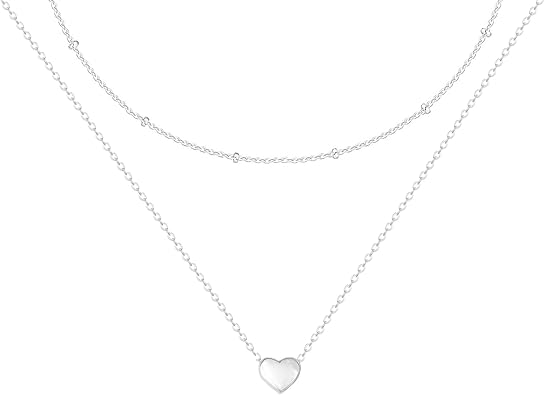 OGD Heart Necklace for Women, 14K Gold Plated Layered Tiny Puffy Heart Pendant Necklace Cute Chunky Heart Choker Necklace Simple Gold Necklace Jewelry for Women Trendy Gift