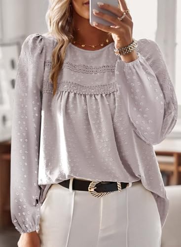 Image of Falechay Womens Tops Flowy Boho Dressy Casual Lace Cute Long Sleeve Shirts