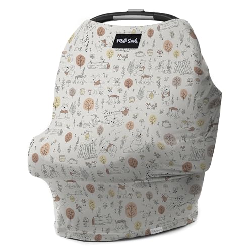 Image of Milk Snob Original Disney 5-in-1 Cover, Winnie The Pooh Baby Bee, Added Privacy for Breastfeeding, Baby Car Seat, Stroller, High Chair, Shopping Cart, Lounger Canopy - Newborn Essentials, Nursing Top