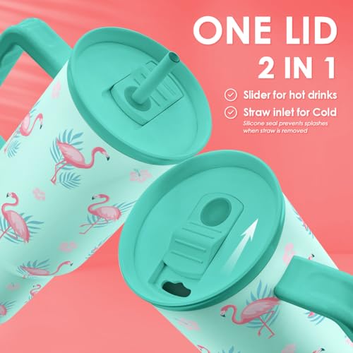 Image of Flamingo Tumbler, Stainless Steel Insulated Tumblers Coffee Mug Cup with Handle, Gifts for Women Girls on Birthday Christmas Summer, 40oz