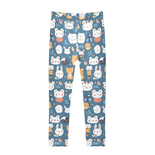 KLL Cute Animals Seamless Pattern Girls Basic Leggings Comfortable Full Length Activewear Gym