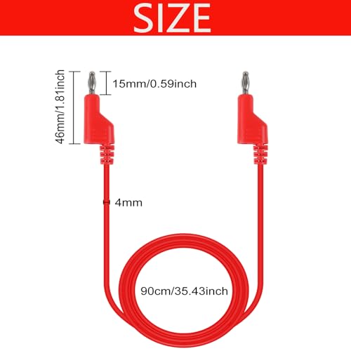 Image of 4PCS 4MM Stackable Banana to Banana Plug Test Leads Banana Plug Test Cables for Electrical Testing (2 Red and 2 Black)