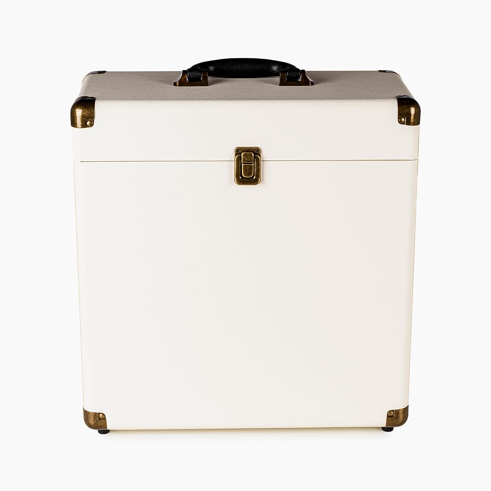 Audizio RC32, Funda Robusta para Guardar Discos, Soporte para vinilos de diseño, Funda para Guardar de 30 a 35 Discos de Vinilo, Accesorios para Discos - Blanco Crema