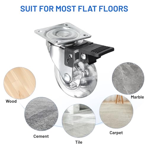 SWAWIS 8er Set Möbelrollen klein Möbel Rollen 50 mm Möbelrollen mit Bremse Rollen für Möbel Lenkrollen Tragkraft 160KG 360° Drehbar Rollen Transportrollen für Palettenmöbel, Couchtische, Krippen