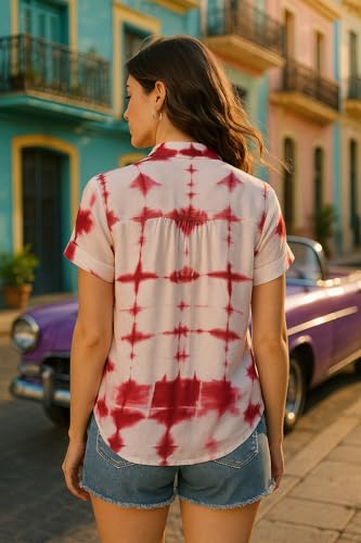 Image of Maaesa Women Handcrafted Tie & Dye Rayon Top | Regular Fit|Lightweight & Breathable Fabric | Casual Wear & Office Wear