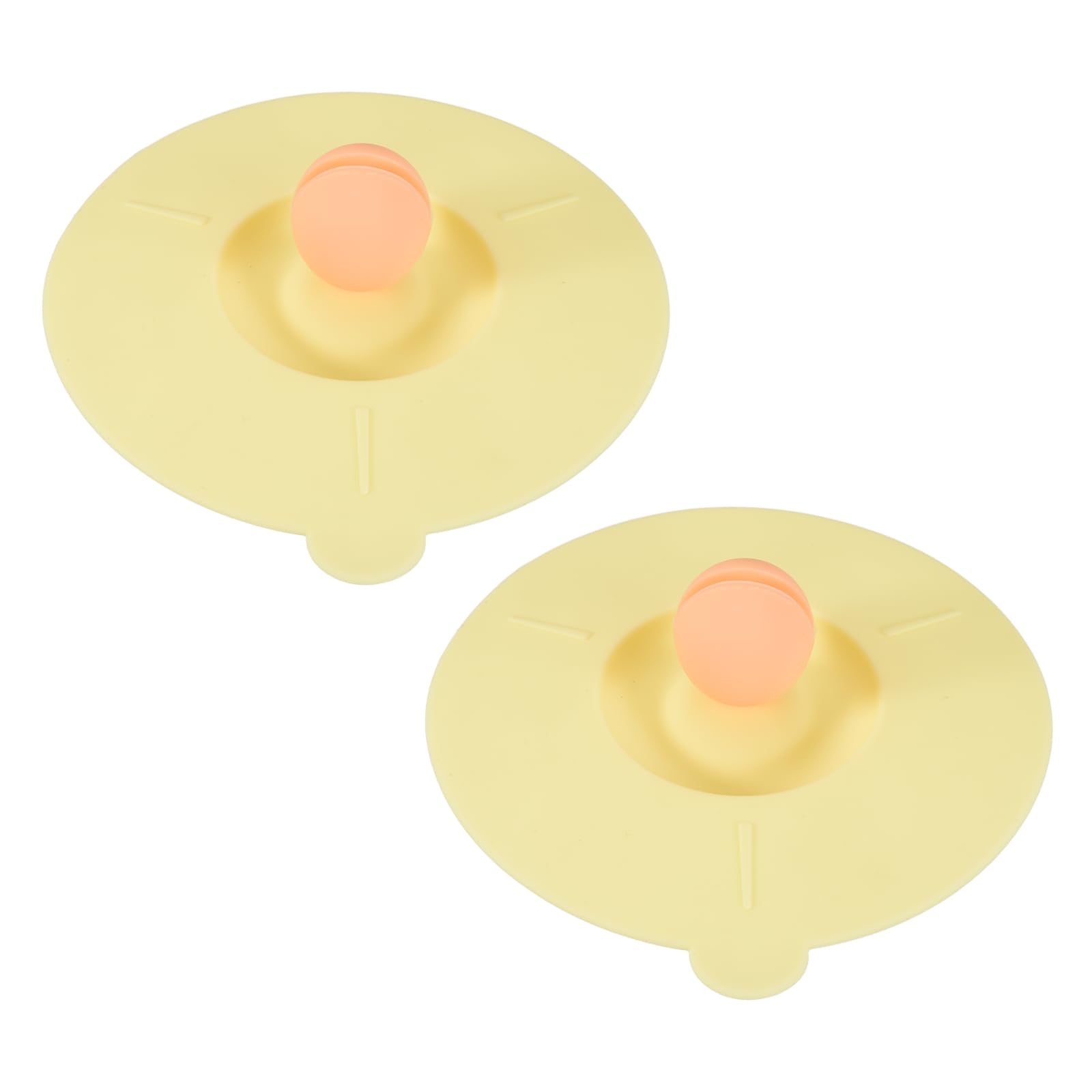 sourcing map 2 Pcs Silicone Cup Covers, 10cm/3.9 Inch Soft Silicone Cup Lids with Acrylic Knob Reusable Mug Cover Lids Anti-dust Airtight Seal for Tea Coffee Drink Glass Mug, Light Yellow