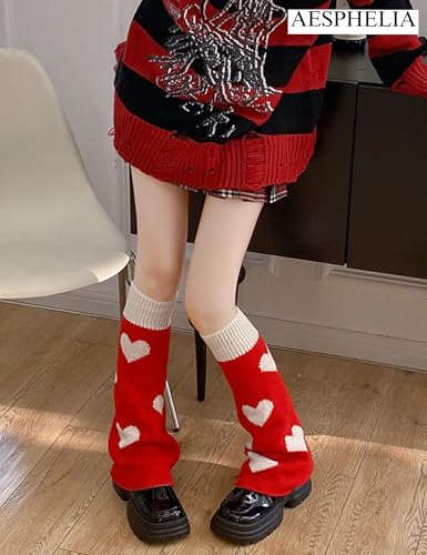Image of Red Hearts Leg Warmers | Breathable Strachable Soft