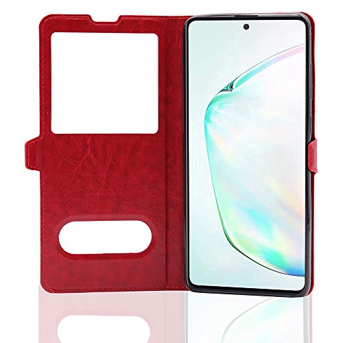 CEKA TECH Etui Coque Housse avec FENETRES pour Samsung Galaxy Note 10 Lite (6,7 Pouces) - Plusieurs Couleurs Disponibles (Rouge)