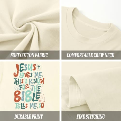 Image of Christian Shirts for Boys Kids Jesus Loves You Bible Verse God T Shirts Religious Faith Cute Graphic Tees Casual Tops